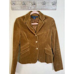Ralph Lauren Blue Label Womens Size 4 Brown Corduroy Button Cotton Blazer Jacket
